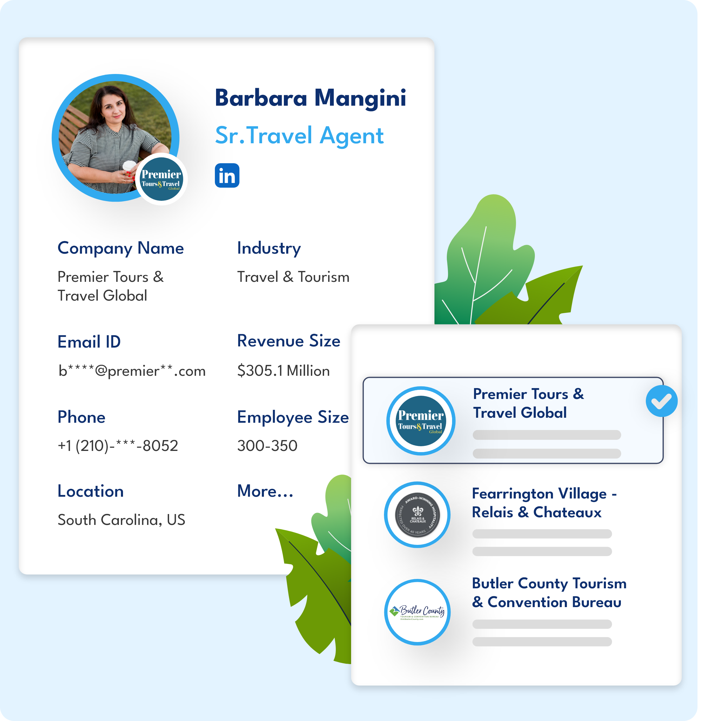 Sample data of travel and tourism email list